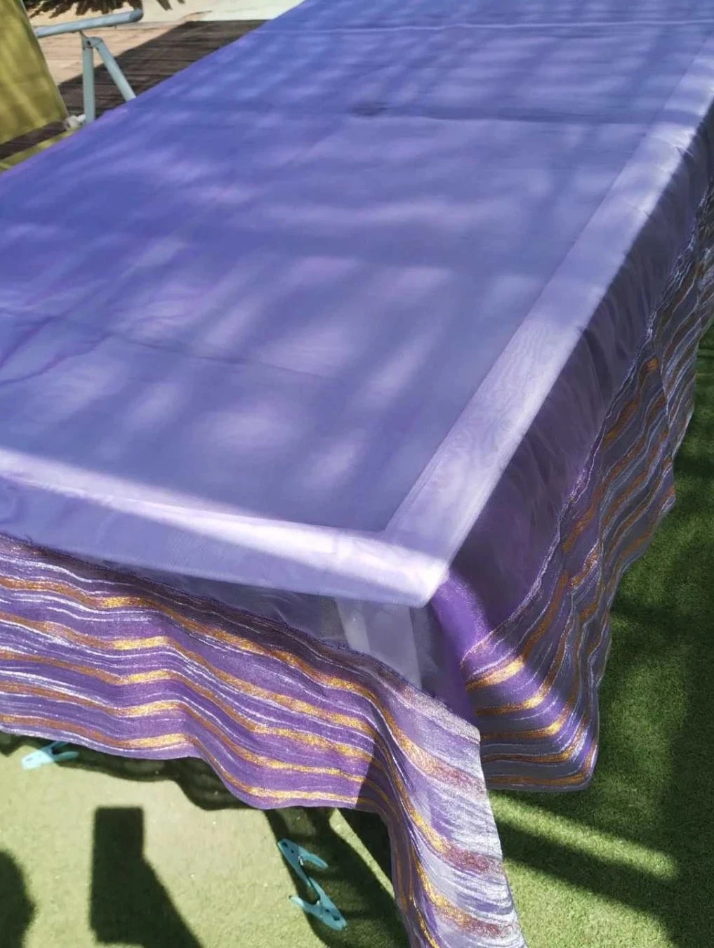 Purple voile transparent tablecloth with tassels at the corner 205*155cm – photo 3